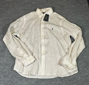 Polo Ralph Lauren RL Untucked Fit XL White Linen L/S Dress Shirt NWT 125$ MSRP - Picture 1 of 10