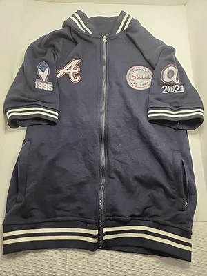 Unisex Stay Solid My Friends Atlanta Braves Zip Up Short Sleeve Size L - Image 1 of 4
