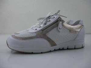 Damenschuhe 8,5 & 9 Mephisto Ylona perforiert seitlicher Reißverschluss Sneaker weiß gold LESEN - Bild 1 von 18