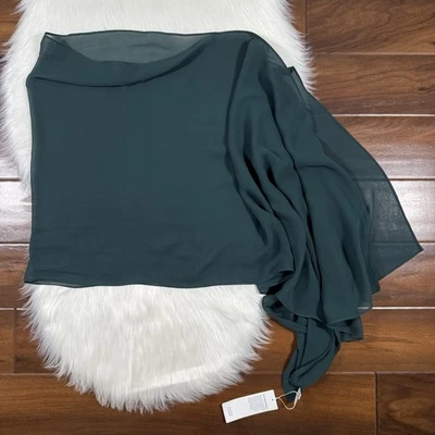 Mantón envolvente de georgette de seda pura sistema de pino verde talla única Eileen Fisher para mujer Foto 1 de 4