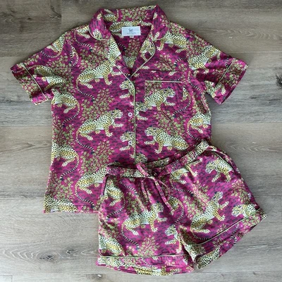 Print Fresh Pajama Set Womens Small Pink Bagheera Leopard 100% Organic Cotton - Image 1 of 4