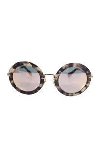 Miu Miu Womens Tortoise Shell Print Frame Pink Lens Oval Sunglasses Brown - Picture 1 of 5