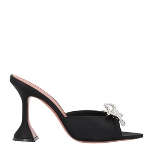 AMINA MUADDI sandali donna Rosie neri in pelle tacco alto fiocco UK 4 RRP 1225 - Foto 1 di 10