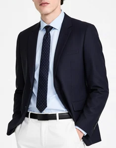 Hugo Boss Suit Jacket Size 44L Navy Modern Fit Wool Blend NWT Karl-Tom244X - Picture 1 of 10