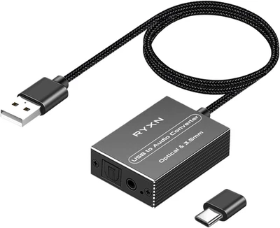 USB to Optical Spdif Toslink & 3.5Mm Audio Adapter Converter, Support USB-A & US - Image 1 of 4