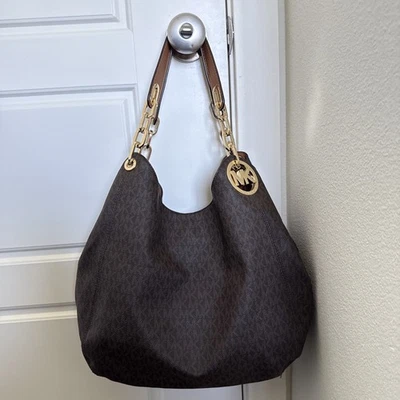 Bolso de Hombro Michael Kors Fulton Grande con Logo - Firma Marrón/Lona Bellota Foto 1 de 4