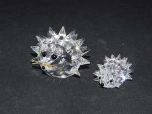 Swarovski Crystal Hedgehog 1 1/2" SMALL & 2 1/4" Medium Figurine LOT SET 2 - Picture 1 of 2