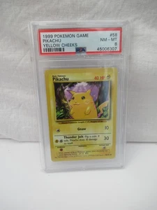 Pikachu Yellow Cheeks 1999 WOTC Pokemon Card 58/102 Base Set PSA Grade NM Mint 8 - Picture 1 of 6