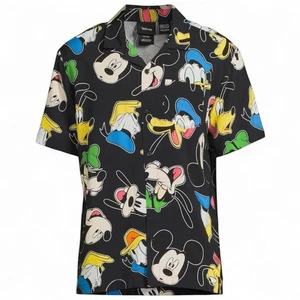 Camisa Disney Mickey & Friends Rayón Abotonada Negra XL Goofy Donald Pluto Unisex - Imagen 1 de 9