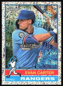 2025 Topps Heritage Evan Carter #496 Silver Sparkle Rifrattore Rangers - Foto 1 di 2