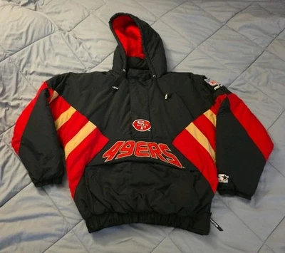 Starter Proline San Francisco 49ers Jacket Zip Hooded Pullover Black Size Large - Image 1 of 4