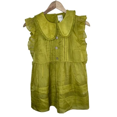 Maeve Anthropologie Peter Pan Collar Sheer Pintuck 婴儿娃娃背心小号 — 第 1/4 张图片