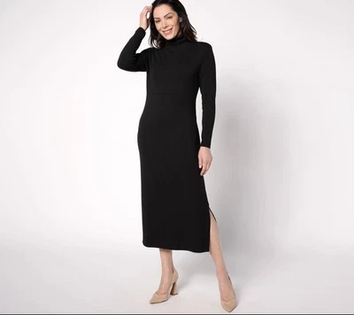 Vestido Midi Feminino com Controle Regular Finespun Jersey Controle de Barriga Preto GG Novo - Imagem 1 de 4