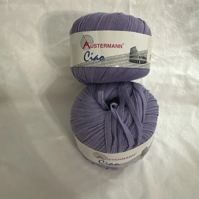 Vintage Austermann CIAO Ribbon Yarn Purple Cotton Blend 2 Cakes - Image 1 of 4