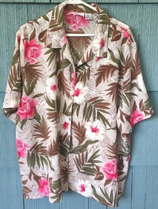 Alia Hawaii Damen Button Down Top Kurzarm rosa geblümt Gr. 24 W - Bild 1 von 4