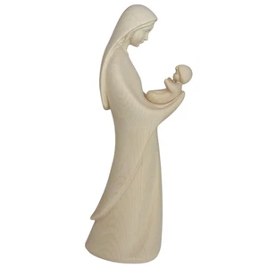 Holz Madonnen Figur MADONNA MIT KIND modern geschnitzt H 20cm natur neu. Figuren - Bild 1 von 7