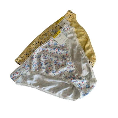 Juego de 2 bragas Charter Club para mujer nuevo con etiquetas florales amarillo y blanco Foto 1 de 4