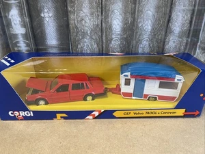 Corgi C57 Volvo 740GL und Wohnwagen 1985 neuwertig in Box - Bild 1 von 7