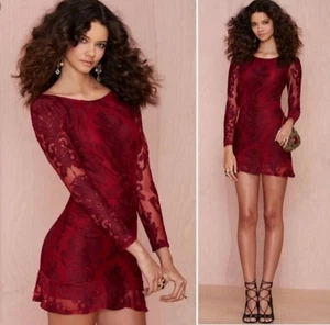 For Love And Lemons XS Night To Remember Rot Spitzenkleid Langarm Boho Herbst Z9 - Bild 1 von 12