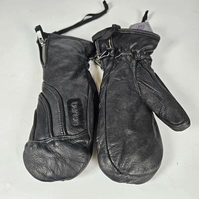 Burton Gore-Tex Black Leather Ski Snowboard Mittens Youth Kid's Size: S - Image 1 of 4