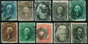 [v663] USA 1861-68 Selection of 10 classic stamps used cv:+$1,550 - Picture 1 of 3