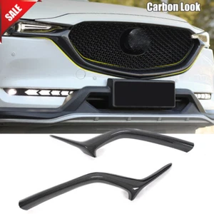 For Mazda CX-5 CX5 CX8 2017UP Carbon Look Front Bumper Grille Molding Trim Cover - Picture 1 of 12