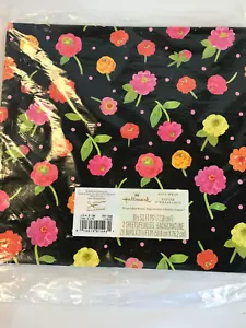 NOS 1990er Punze Blumen schwarz rosa gelb orange Zinnie Geschenkpapier Handarbeit - Bild 1 von 4
