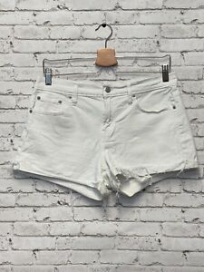 Gap Shorts Women's Size 28 Cuffed Distressed White Denim Mid Rise Stretch