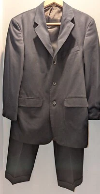 Traje Negro De Colección Años 90 J. Ferrar Para Hombre 3 Botones - Chaqueta 38R 32x30 Pantalones - Sólido Foto 1 de 4