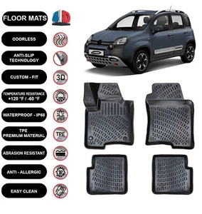 Floor Mats Liner Fits Fiat Panda Cross (2015-2024) Waterproof 3D Molded 4pcs - Picture 1 of 5