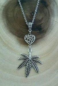 Pot Grass Leaf Cannabis Marijuana Weed Charm Stainless Steel Necklace Jewelry - Picture 1 of 3