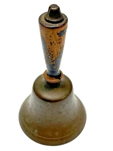 Campana escolar de mano de latón mango de madera decoración de granja vintage 6,5" ¡Bonita! - Imagen 1 de 13