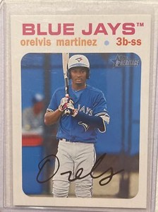orelvis martinez topps 2020 heritage minor league white border /50 blue jays 