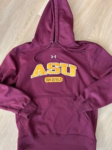 UA Under Armour ASU Arizona State Sun Devils Hoodie Mens Size Small Maroon - Picture 1 of 3