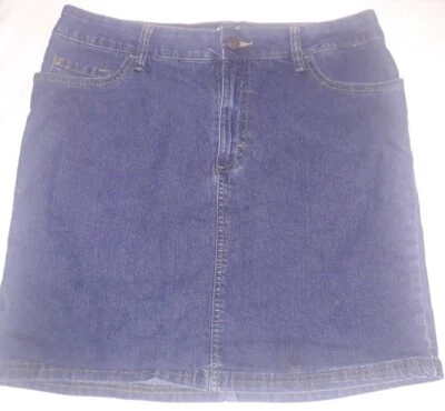 Lee Riders 中腰裙女式牛仔裙 14M 码蓝色深水洗弹力 B16 — 第 1/4 张图片