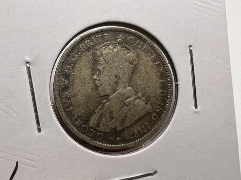 1925 Australia Shilling Circulated Silver Coin. King George V Cover