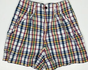 Vintage 90s LIMITED Plaid Trouser Shorts 24” High Waist Relaxed Pleated Cotton - Picture 1 of 9