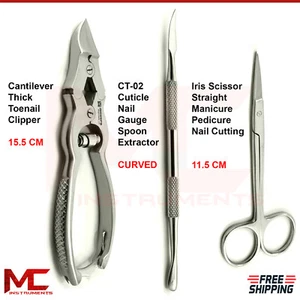 Podiatry Nail Clipper Cantilever Thick Toenail Cutter Cuticle Nails Gauge Spoon - Picture 1 of 4