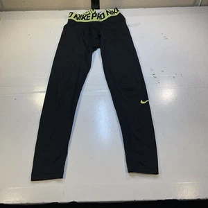 NIKE PRO GYM WORKOUT ATHLETIC LEGGINGS PANTS Boys M Black - Picture 1 of 6