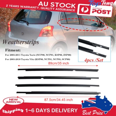 4pcs Outer Door Glass Weatherstrip Moulding For Toyota Yaris Vitz 2005-2010 - image 1 of 4