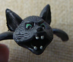 VTG Russ Small Rubber Bat Black w Blue Green Eyes Cake Pencil Topper Collectible - Picture 1 of 6