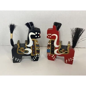 Pair of Vintage Japanese Yahata-uma Wooden Horses - Hand Carved & Painted Artisa - Picture 1 of 15