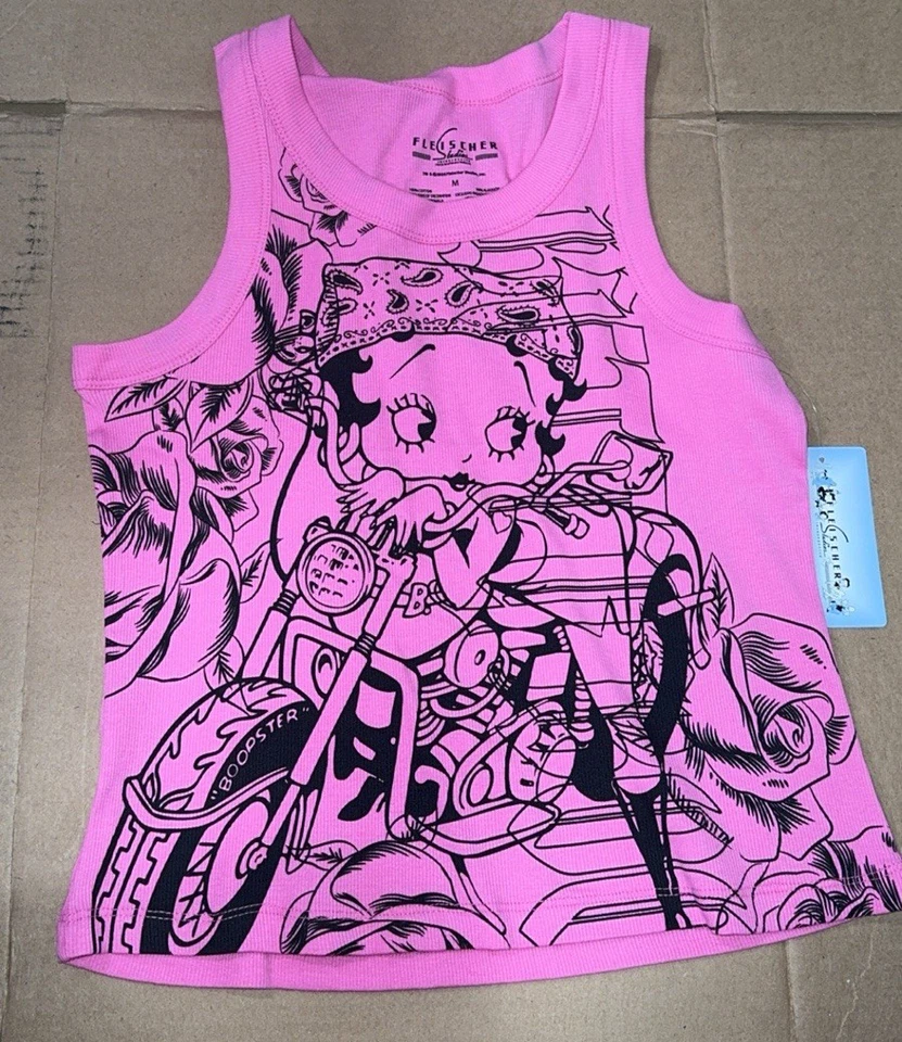 Betty Boop ROSA MOTO CAMISETA SIN MANGAS TALLA XL NUEVA Foto 1 de 1