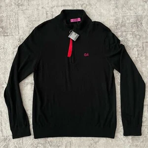 G/Fore Pray For Birdies Cashmere Black Quarter Zipper Pullover Sweater XL New - Bild 1 von 16