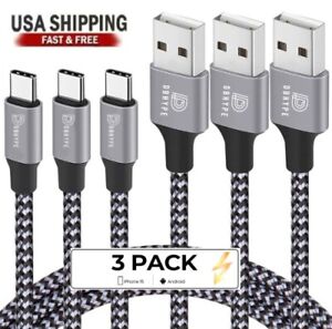 3-Pack Braided USB C Type-C Fast Charging Data SYNC Charger Cable Cord 3/6/10FT