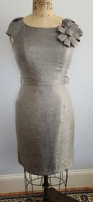 Muse Woman Dress Shimmery Grey/Brown SZ 10 Cap Sleeve Flower Business Chic - Image 1 of 4
