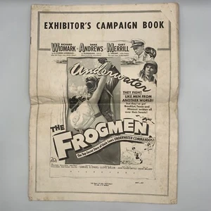 Recuerdos de colección libro de campaña de expositores de películas de guerra de 1951 de The Frogmen - Imagen 1 de 17