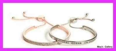 GUESS джинсы стразы браслет логотип розового золота тон подвески серебро x 2  - Изображение 1 из 2