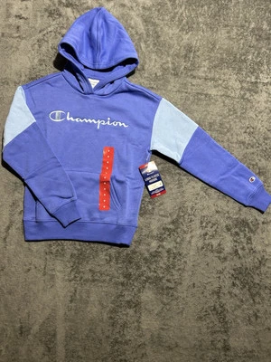 Sudadera con capucha polar con logotipo Champion para niñas talla M 8 azul Foto 1 de 4