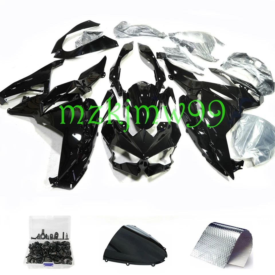 Injection Fairing Kit +Bolts For Kawasaki Ninja 500 2024-2026 Glossy Black Body Foto 1 de 1